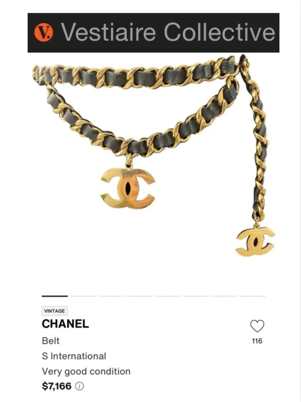 BELT: Black Pleather w/Golden Links Chain & 2 Dangling Monogram Pendants, NWOT
